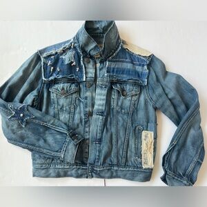 Polo Ralph Lauren Stars/Stripes Distressed  jean jacket women's Size medium RARE